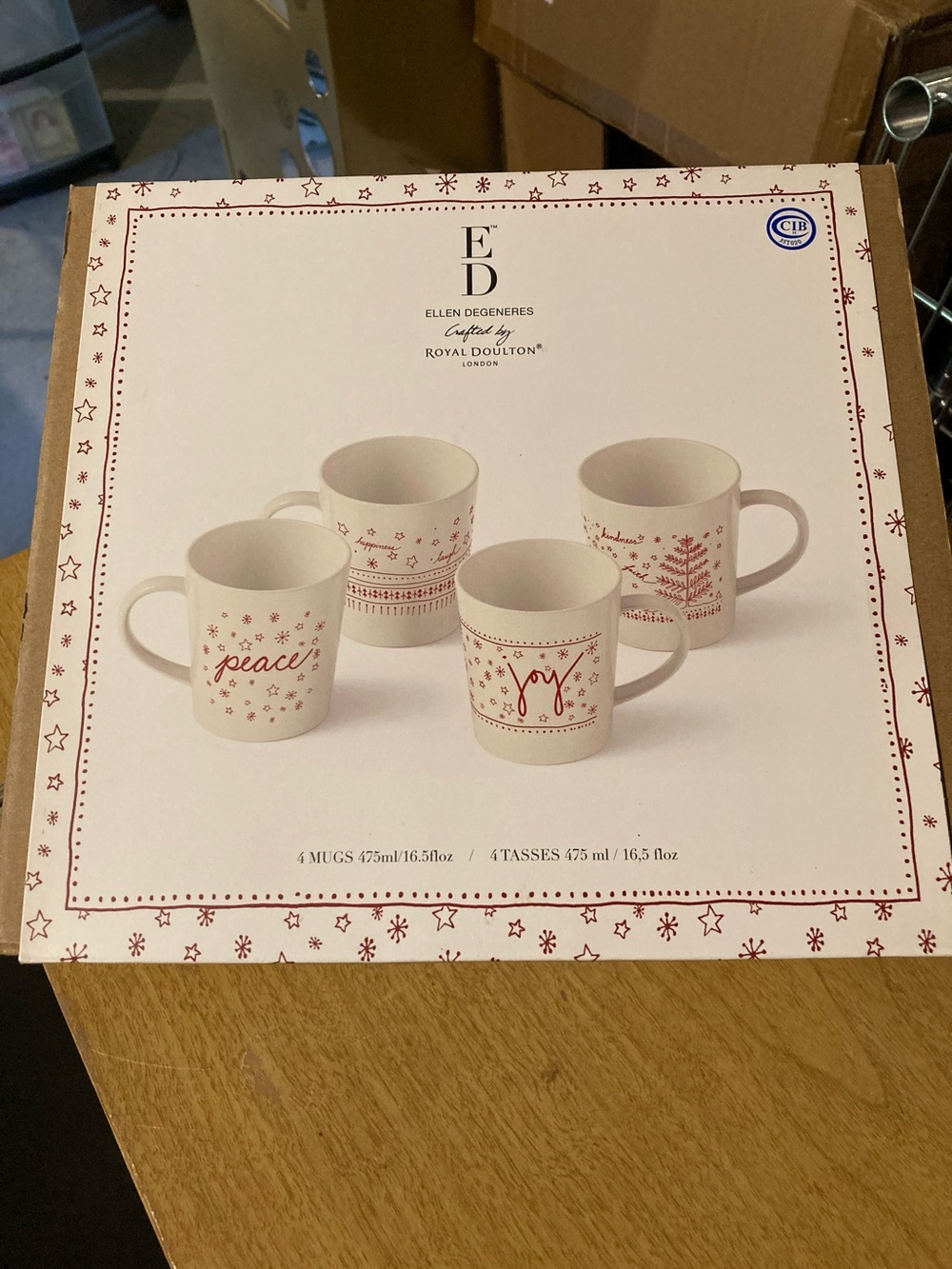 Royal Doulton White and Red Holiday Mug Set - 4 Pack